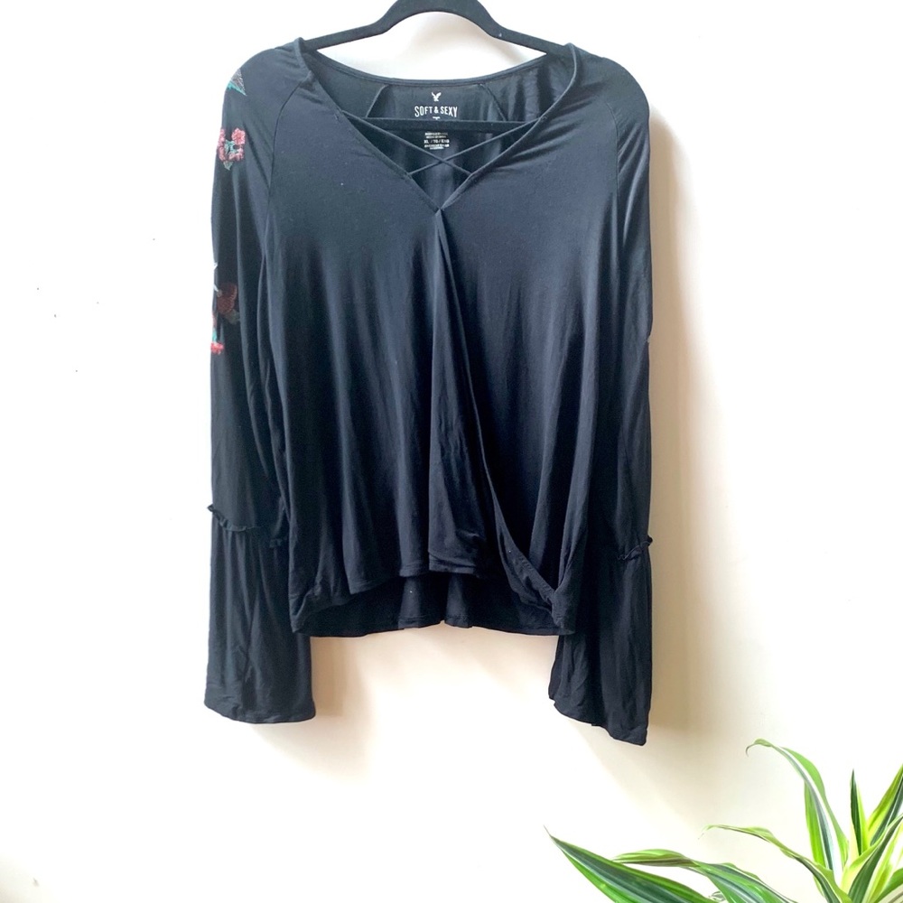 American eagle rose embellished shirt